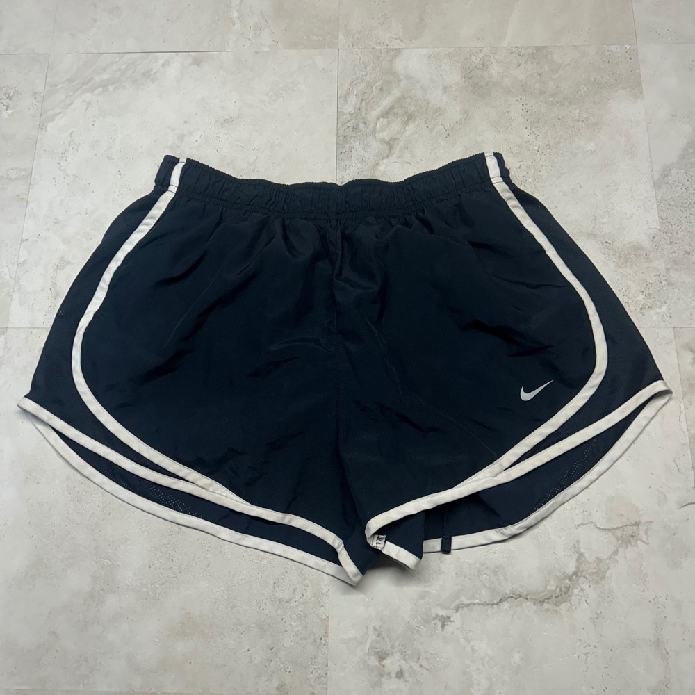 Nike Dri-FIT Tempo Running Shorts Black White Women Size Large Athletic Gym